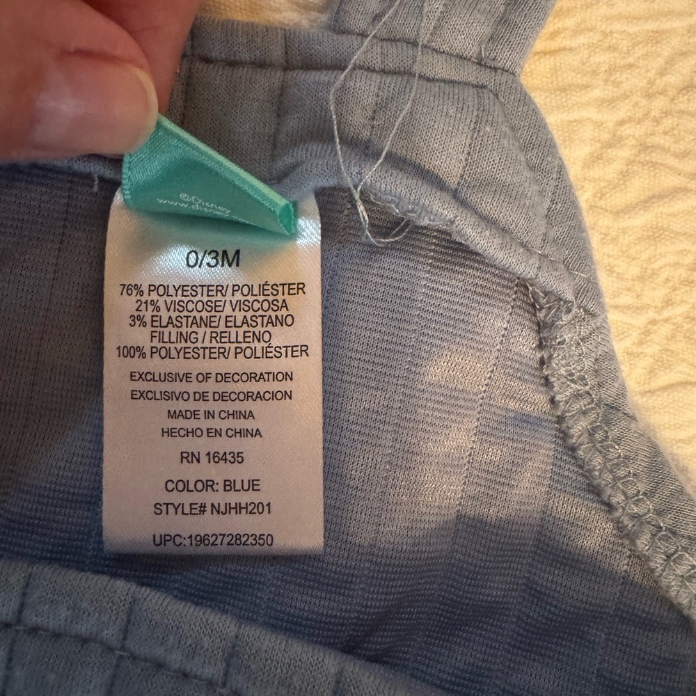 Disney Stitch Kids Overalls - Gray/Blue Sz 0-3mth - Picture 3 of 3